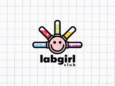 Labgirl 13mu chemistry flask girl logo smile test tube