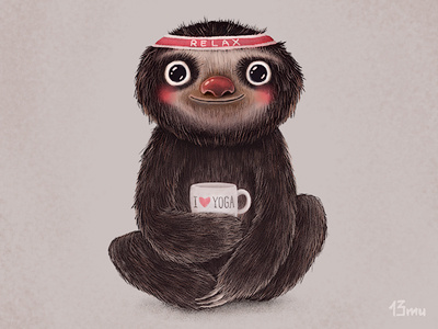 I♥yoga yoga bradypus love sport cup smile 13mu sloth lazybones
