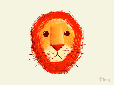 Sad lion 13mu illustration lion mustache orange sad stroke yellow