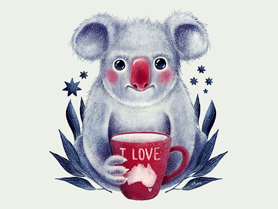 I♥Australia 13mu animal animals australia coffee cup eucalypt illustration koala tee