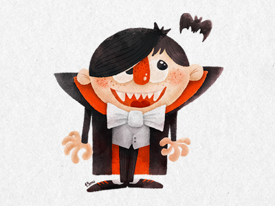 Dracula 13mu bat bowtie cloak count dracula illustration kid prankster smile vampire