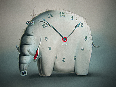 Elephant-clock 13mu clock elephant illustration