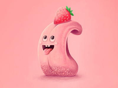 Tongue 2 13mu character cheeks fun illustration smile strawberry tongue