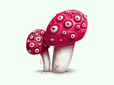 Amanita 13mu amanita eyes hallucination illustration mushroom