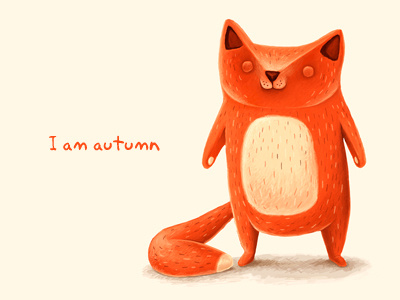I am autumn 13mu autumn fox illustration leaf orange red