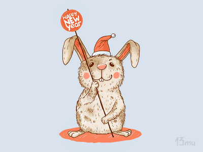 Happy New Year 13mu holiday illustration new year rabbit santa