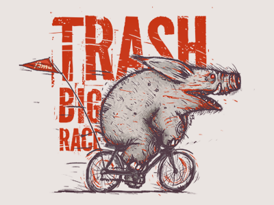 Trash Big Race 13mu bicycle big blood elephant flag go illustration motion race trash