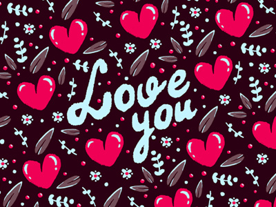 Love you foliage heart love nature pattern