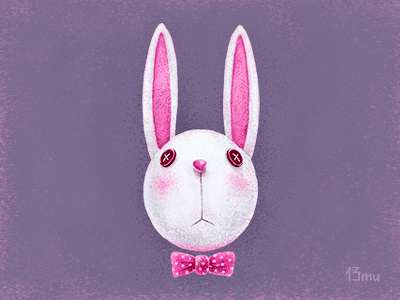 Rabbbit 13mu bow tie bunny button rabbit