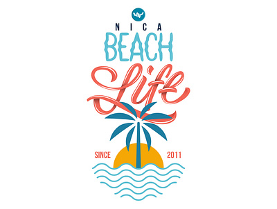 BEACH LIFE art beach brand branding concept design graphic design illustration lettering life palms sun surf tbwa texture waves