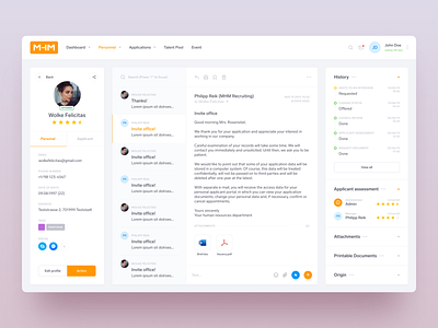 MHM eRecruiting 2 admin admin panel chat concept dashboard design employment event hr interface manager minimal planner recruiting redesign tips ui ux