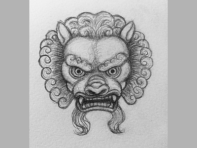 Chinese Stone Lion chinese drawing illustration lion sketch world lion day