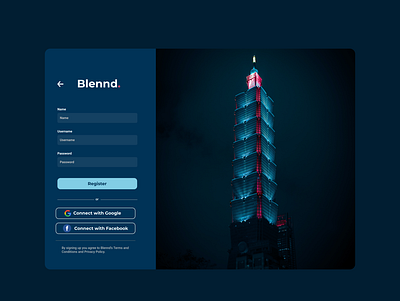 Login of Blennd design ui ux web