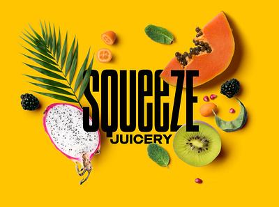 Squeeze Brand Identity brand identity branding color company logo design font fruit graphic design juice logo type yellow
