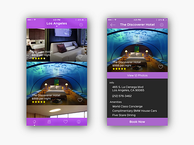 Hotel Search App clean flat ios iphone minimal neat ui