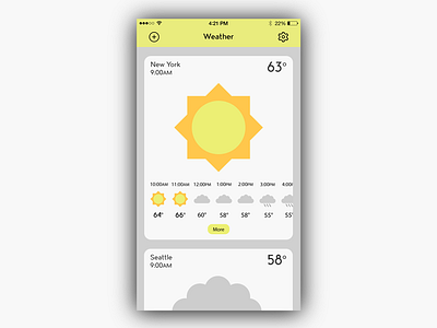 Weather App Card Interface clean flat ios iphone minimal neat ui