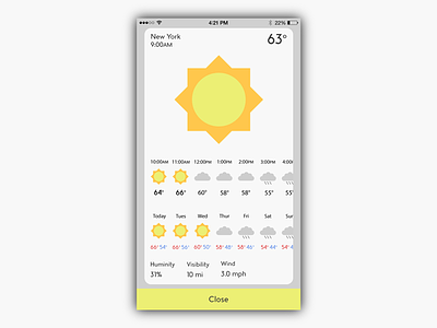 Weather App Card Interface City Overview clean flat ios iphone minimal neat ui