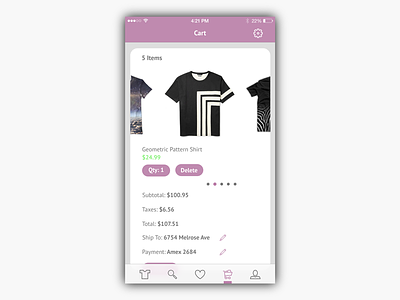 Shopping App Cart Tab clean flat ios iphone minimal neat ui