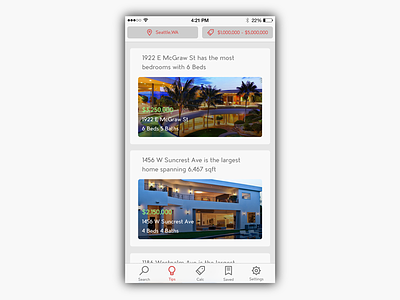Real Estate App Tips Tab clean flat ios iphone minimal neat ui