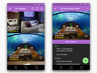 Hotel Search App Android android clean material design minimal neat