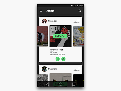 Music Streaming App Artists Tab Android android clean material design minimal neat