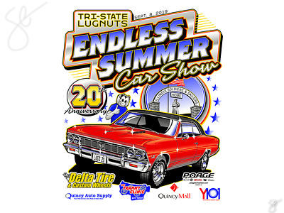 Tri-State Lugnuts Endless Summer Car Show apparel graphics design illustration illustrator screen print separation vector