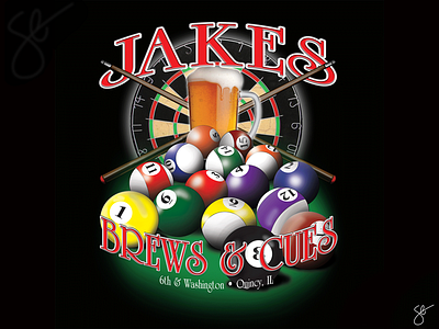 Jake’s Brews & Cues apparel graphics design illustration illustrator photoshop screen print separation vector