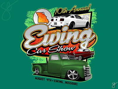 Ewing Car Show apparel graphics design illustration illustrator photoshop screen print separation vector