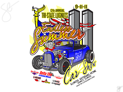 Tri-State Lugnuts - Endless Summer Car Show apparel graphics design illustration illustrator photoshop screen print separation vector