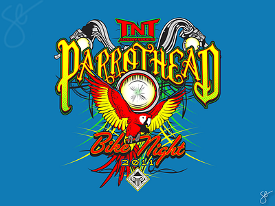 TNT Parrothead Bike Night apparel graphics design illustration illustrator logo photoshop screen print separation vector