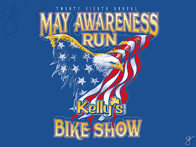 Kelly’s - May Awareness Run Bike Show apparel graphics design illustration illustrator photoshop poster art procreate screen print separation vector