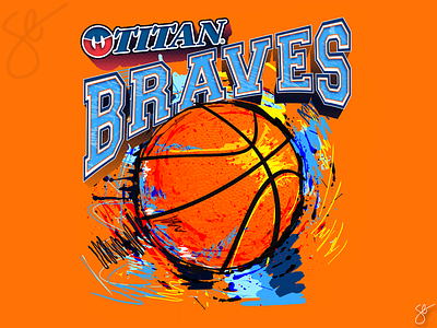 Titan Braves Basketball apparel graphics design illustration illustrator photoshop procreate screen print separation vector