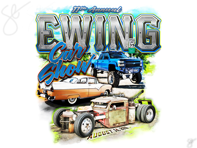 Ewing Car Show apparel graphics design illustration illustrator photoshop poster art procreate screen print separation vector