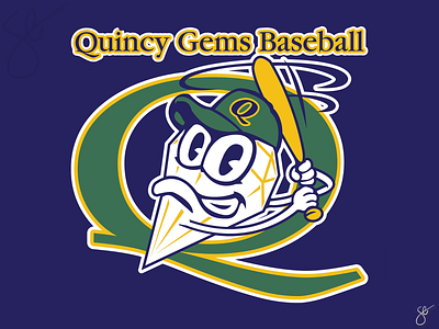 Quincy Gems Baseball apparel graphics branding design illustration illustrator logo procreate screen print separation vector