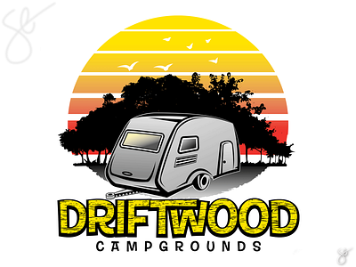 Driftwood Campgrounds apparel graphics branding design illustration illustrator logo poster art screen print separation vector