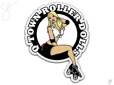 Q Town Roller Dolls apparel graphics branding design illustration illustrator logo logo design screen print separation vector