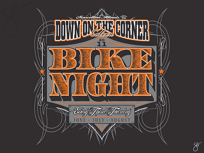 Down on the Corner - Bike Night apparel graphics design illustration illustrator logo poster art procreate screen print separation vector