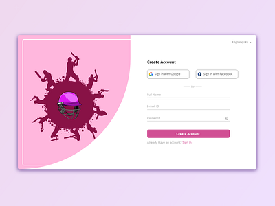 Cricket Inspired Web Login UI