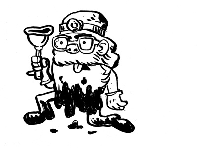 Someone call a plumber? brush drawing illustration ink