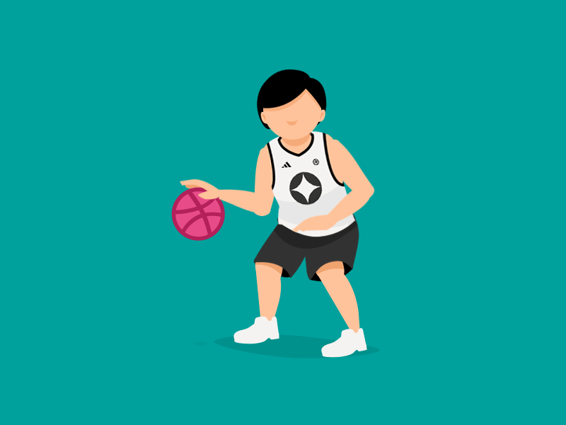 Hello Dribbble! 1st animation basketball bold competition create debut designer hello illlustration palette vector