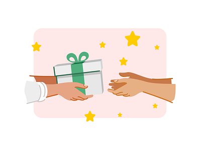 The season of gifts dribbble flat gifts hand human illustration vector