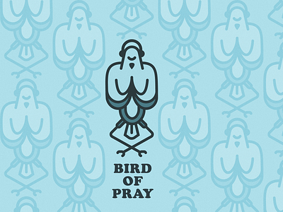 Bird of Pray bird blue brids design headphone headphones illustration meditation pattern pray praying