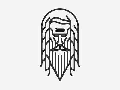 Hermit beard dreads face gray hairy hermit illustration illustrator line art old man portrait
