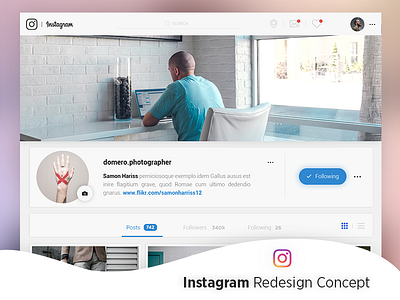 Instagram Redesign Concept adobe xd behance branding clean creative design designs dribbble flat hello new style photoshop redesign shots type typography ui user interface ux web