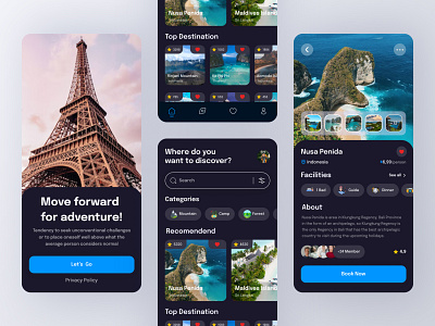 Travel App Design - Mobile App adventure booking clean design destination explore indonesia minimal mobile mobile app tourism travel app travel tour traveler traveling trip ui design ui travel ux vacation