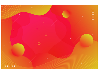 Abstract orange background with fluid shapes and 3d circle