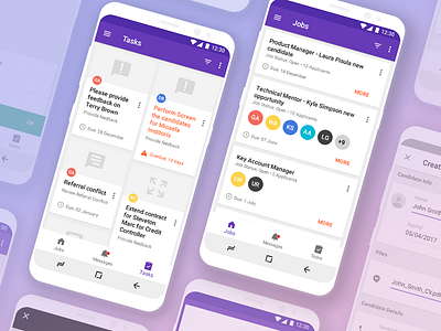Employee Mobile Experinece App android app data jobs material design recruit social task ui user interface ux