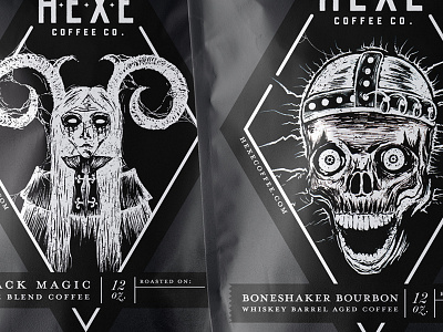Hexe Coffee Labels bag black magic coffee illustration label packaging scary