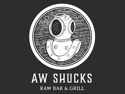 AW Shucks Raw Bar & Grill bar branding food grill illustration logo raw restaurant vector