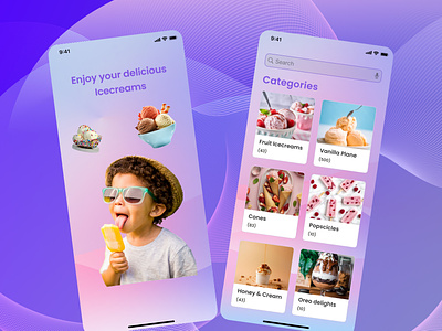 Ice Cream Mobile App app design graphic design ice cream mobile app ui ux web design